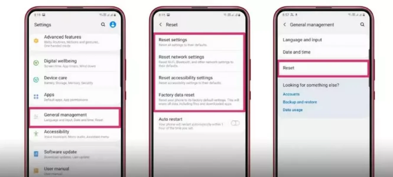 ریست فکتوری سامسونگ