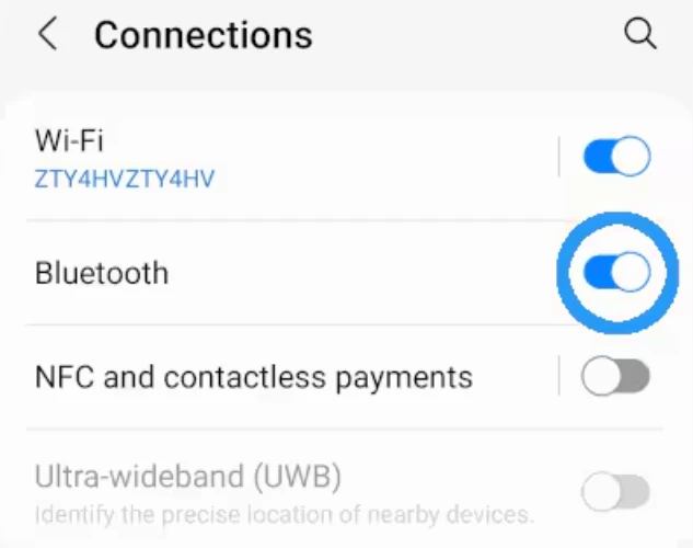 خاموش و روشن کردن بلوتوث